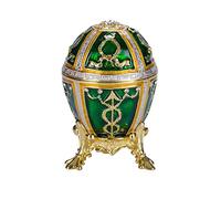 danila-souvenirs Huevo al estilo Fabergé Capullo de rosa/caja de joya, 6 cm verde