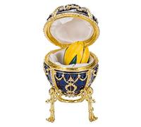 danila-souvenirs Huevo al estilo Fabergé Capullo de rosa/caja de joya 9,5 cm azul