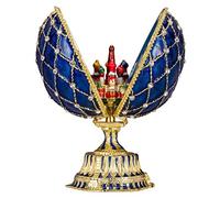 danila-souvenirs Huevo al estilo Fabergé con la Catedral de San Basilio 12 cm azul