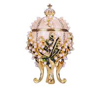 danila-souvenirs Huevo al estilo Fabergé Lirios del valle (Lilas del valle) / caja de joya 8,5 cm crema