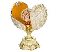 danila-souvenirs Huevo retorcido al estilo Fabergé con cesta de flores 12 cm crema