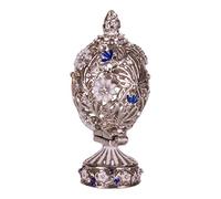 Danila-Souvenirs Huevo Tallado al Estilo Fabergé con Flores y Mariposa 7 cm Color Plata