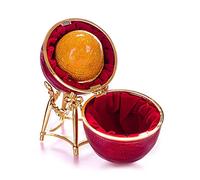danila-souvenirs primer Huevo al estilo Fabergé de Gallina/caja de joya con estatuilla de pollo 13 cm rojo