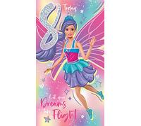 Danilo Promotions Limited Barbie - Tarjeta de cumpleaños de 8 años, tarjeta de cumpleaños oficial de Barbie de 8 años, tarjeta de Barbie de 8 años, multicolor, 9 x 5 pulgadas