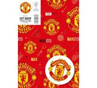 DANILO PROMOTIONS LIMITED Manchester United - Papel de regalo, 2 hojas, 2 etiquetas, papel de regalo Man United