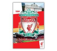 Danilo Promotions Ltd Tarjeta de cumpleaños del Liverpool Football Club, incluye pegatinas para personalizar tu edad y nombre, color rojo