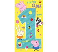 Danilo Promotions LTD Tarjeta de primer cumpleaños, tarjeta de cumpleaños para primer cumpleaños, tarjeta de cumpleaños de Peppa Pig oficial de Peppa Pig