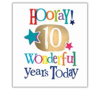Danilo Promotions - Tarjeta de cumpleaños de 10 años de edad limitada, tarjeta de cumpleaños Brightside Age 10, tarjeta de cumpleaños 10 Brightside, tarjeta de feliz cumpleaños 10, multicolor, 7 x 6
