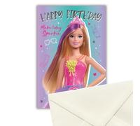 Danilo Promotions - Tarjeta de cumpleaños limitada de Barbie, tarjeta de felicitación oficial de Barbie, tarjeta de feliz cumpleaños Barbie, multicolor, 9 x 6 pulgadas