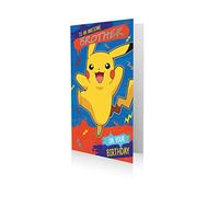 Danilo Promotions - Tarjeta de cumpleaños para hermano, tarjeta de cumpleaños de Pokémon, 22,9 x 12,7 x 5,1 cm