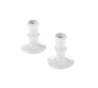 Danilovo - 2 portavelas en punta para velas finas, hecho a mano, de cerámica, estable y puntiagudo, para decoración de salón, color blanco clásico