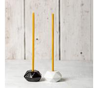 Danilovo Portavelas Decoración para Velas Finas - Portavelas de Cerámica Hecho a Mano - Portavelas Cónicos Resistentes para Candelero - Candelabros para Velas Finas - 2 Piezas - Negro/Blanco