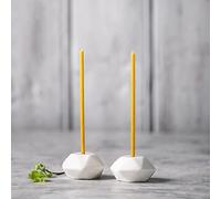 Danilovo Portavelas Decoración para Velas Finas - Portavelas de Cerámica Hecho a Mano - Portavelas Cónicos Resistentes para Candelero - Candelabros para Velas Finas - 2 Piezas - Blanco