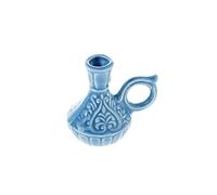 Danilovo Portavelas en forma de jarra, candelabro de cerámica para velas finas, portavelas ortodoxo, ideal para velas de hasta 1,1 cm de diámetro (azul claro)