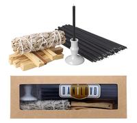 Danilovo Sahumerio Limpieza Energética - 5 Palo Santo, 1 Salvia Blanca para Quemar, 50 Velas de Cera de Abeja Natural y 1 Portavelas - Ideal para Meditación, Purificación y Aromaterapia