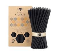 Danilovo Velas de cera de abeja 50 piezas (Negro) - Velas ortodoxas oración, rituales, decoración mesa - Sin hollín, sin goteo, mecha algodón (Altura 16 cm)