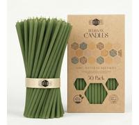 Danilovo Velas de cera de abeja 50 piezas (Verde) - Velas ortodoxas oración, rituales, decoración mesa - Sin hollín, sin goteo, mecha algodón (Altura 16,5 cm)