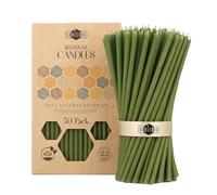 Danilovo Velas de cera de abeja 50 piezas (Verde) - Velas ortodoxas oración, rituales, decoración mesa - Sin hollín, sin goteo, mecha algodón (Altura 16 cm)