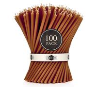 Danilovo Velas de Cera de Abeja pura, Velas Naturales para Oración de la Iglesia, Rituales, Meditación, Decoración de Tartas de Cumpleaños, 16 cm de largo, 100 Unidades (Marrón)