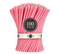 Danilovo Velas de Cera de Abeja pura, Velas Naturales para Oración de la Iglesia, Rituales, Meditación, Decoración de Tartas de Cumpleaños, 16 cm de largo, 100 Unidades (Rosa)