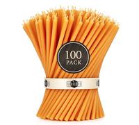 Danilovo Velas de Cera de Abeja pura, Velas Naturales para Oración de la Iglesia, Rituales, Meditación, Decoración de Tartas de Cumpleaños, 16 cm de largo, 100 Unidades (Arancione)