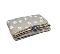 Danish Design Essentials - Manta Polar para Perro, Color Beige, 75 x 100 cm, patrón de Huellas de Patas, Suave y Lavable a máquina, Manta para Perros