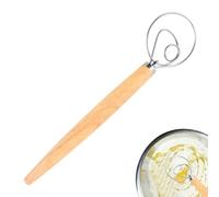 Danish Dough Whisk - Stainless Steel Dough Mixer | Wooden Handle Egg Beater | 13 Inch, Single Circle Design, For Mixing Bread Pastry Pizza Dòugh, Baking Tool