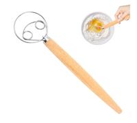 Danish Dough Whisk - Stainless Steel Dough Mixer | Wooden Handle Egg Beater | 13 Inch, Single Circle Design, For Mixing Bread Pastry Pizza Dòugh, Baking Tool
