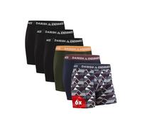 DANISH ENDURANCE 6 Pack Calzoncillos Hombre Bóxer de Algodón Elástico, Ropa Interior Ultrasuave Multicolor (3X Negro, 1x Verde/Naranja, 1x Azul Marino/Burdeos, 1x Retro) Bolsillo 3XL