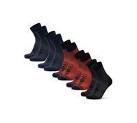 DANISH ENDURANCE Calcetines Antiampollas Senderismo de Lana Merino Ligeros, 1 o 5 Pack, Multicolor (2xAzul Marino, 2xAzul Marino/Naranja, 1xNegro), 43-47