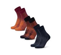 DANISH ENDURANCE Calcetines Antiampollas Senderismo de Lana Merino Ligeros, 3 Pack, Multicolor (1 azul marino/naranja, 1 fucsia/naranja, 1 azul marino), 35-38