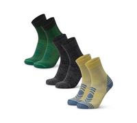 DANISH ENDURANCE Calcetines Antiampollas Senderismo de Lana Merino Ligeros, 3 Pack, Multicolor (1xVerde, 1xGris Oscuro, 1xAmarillo), 35-38
