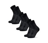 DANISH ENDURANCE Calcetines Antiampollas Senderismo de Lana Merino Ligeros, 3 Pack, Negro, 39-42