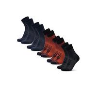 DANISH ENDURANCE Calcetines Antiampollas Senderismo de Lana Merino Ligeros, 5 Pack, MC (2xAzul Marino, 2xAzul Marino/Naranja, 1xNegro), 39-42