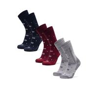 DANISH ENDURANCE Calcetines Antiampollas Senderismo, Lana Merino Transpirable, Hombre y Mujer, 3 Pack Multicolor (1x Azul Marino Acogedor, 1x Rojo Acogedor, 1x Gris Claro Acogedor) 43-47