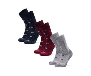 DANISH ENDURANCE Calcetines Antiampollas Senderismo, Lana Merino Transpirable, Hombre y Mujer, 3 Pack Multicolor (1x Azul Marino Acogedor, 1x Rojo Acogedor, 1x Gris Claro Acogedor) 43-47