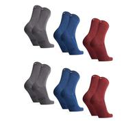 DANISH ENDURANCE Calcetines Casuales de Bambú, 6 Pack MC (2xGris, 2xOxford Azul, 2xWine Rojo) 39-42