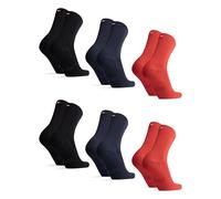 DANISH ENDURANCE Calcetines Casuales de Bambú Unisex, 6 Pack, MC (2x Azul Marino, 2x Negro, 2x Rojo Bermellón), 43-47