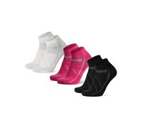 DANISH ENDURANCE Calcetines de Ciclismo Bajos, Acolchados y Transpirables, Hombres y Mujeres, 3 Pack Multicolor (1xBlanco, 1xRosa, 1xNegro) 39-42