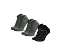 DANISH ENDURANCE Calcetines de Ciclismo Bajos, Acolchados y Transpirables, Hombres y Mujeres, 3 Pack Multicolor (2xVerde Oliva, 1xNegro) 43-47