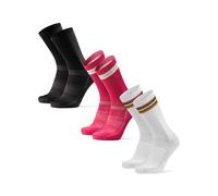 DANISH ENDURANCE Calcetines de Ciclismo, Calcetines Deportivos Anti-Ampollas Hombre Acolchados y Transpirables, para Hombres y Mujeres, 3 y 5 Pack, Multicolor (1x Blanco, 1x Negro, 1x Rosa), 39-42