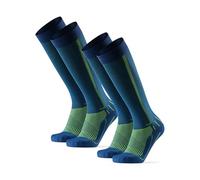 DANISH ENDURANCE Calcetines de Compresión Mujer y Hombre, 1 o 2 Pack, Azul/Amarillo Neón, 35-38
