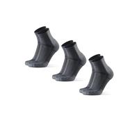 DANISH ENDURANCE Calcetines de Running, Antideslizantes, Calcetines Antiampollas, Hombres y Mujeres, 3 Pack, Gris/Nero, 43-47
