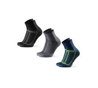 DANISH ENDURANCE Calcetines de Running Unisex, Antideslizantes, Calcetines Antiampollas para Hombre y Mujer, 3 Pack, Multicolor (1 x Negro/Gris, 1 x Gris/Negro, 1 x Azul/Amarillo), 48-51
