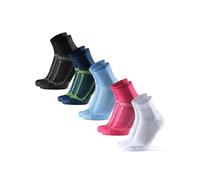 DANISH ENDURANCE Calcetines de Running Unisex, Antideslizantes, Calcetines Antiampollas para Hombre y Mujer, 5 Pack, MC (1x Negro/Gris, 1x Azul/Amarillo, 1x Rosa, 1x Blanco, 1x Azul Claro), 43-37