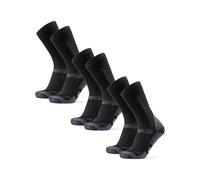 DANISH ENDURANCE Calcetines de Senderismo Unisex, Calcetines de Lana Merino con Acolchado Antiampollas, 3 o 5 Pack, Negro/Gris, 48-51