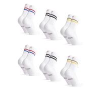 DANISH ENDURANCE Calcetines de Tenis Altos, Acolchados y Transpirables, para Hombre y Mujer, 6 Pack Multicolor (2xRayas Negras, 2xRayas Verdes/Amarillas, 2xRayas Rojas/Azules) 43-47