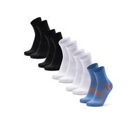 DANISH ENDURANCE Calcetines Deporte Hombre y Mujer de Media Caña, Pack de 3 o 5, Multicolor:1 x Azul/Naranja, 2 x Negro, 2 x Blanco, 39-42