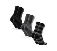 DANISH ENDURANCE Calcetines Lana Merino Clásicos Unisex, 3 o 5 Pack, Multicolor: 1 x Negro, 1 x Negro/Rayas Grises, 1 x Negro/Puntos Grises, 43-47