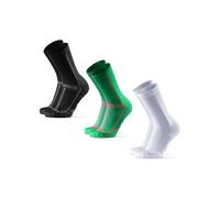 DANISH ENDURANCE Calcetines Running Altos, Anti Rozaduras, 3 o 5 Pack, MC (1x Negro/Gris, 1x Verde, 1x Blanco), 43-47